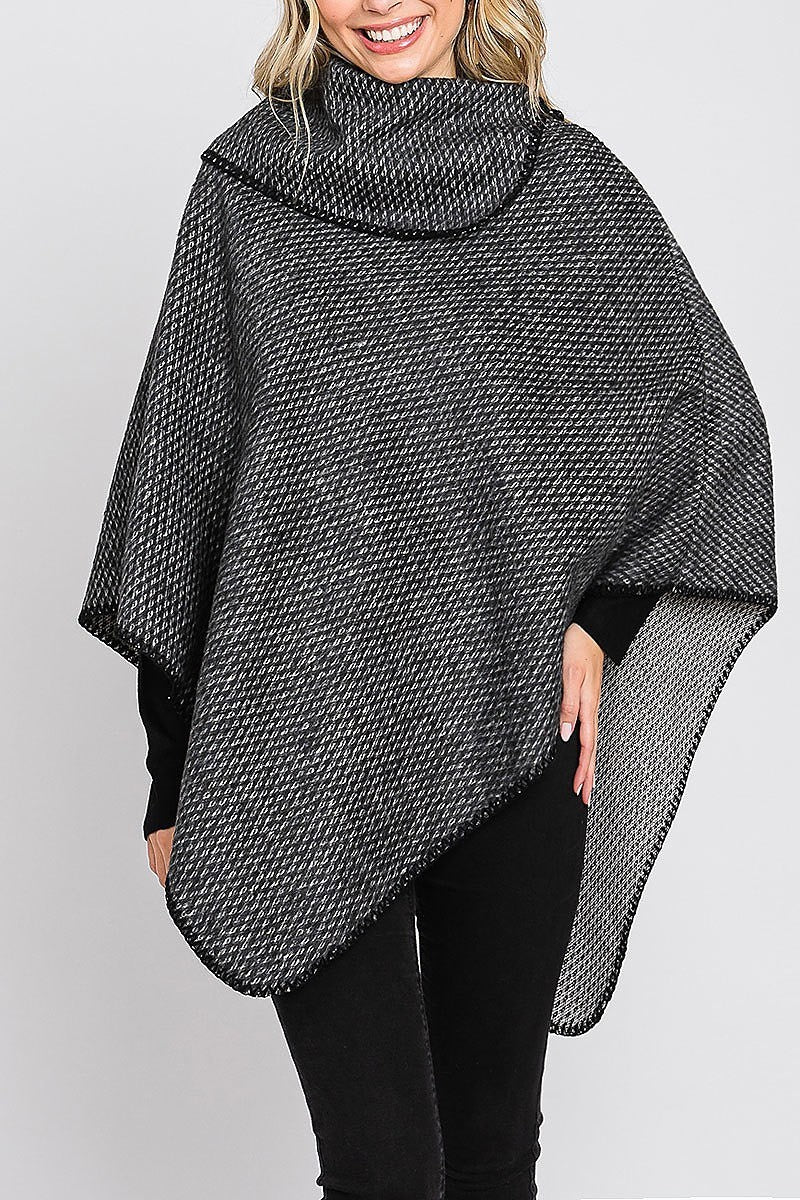 Solid textured neck poncho (DGS6122)