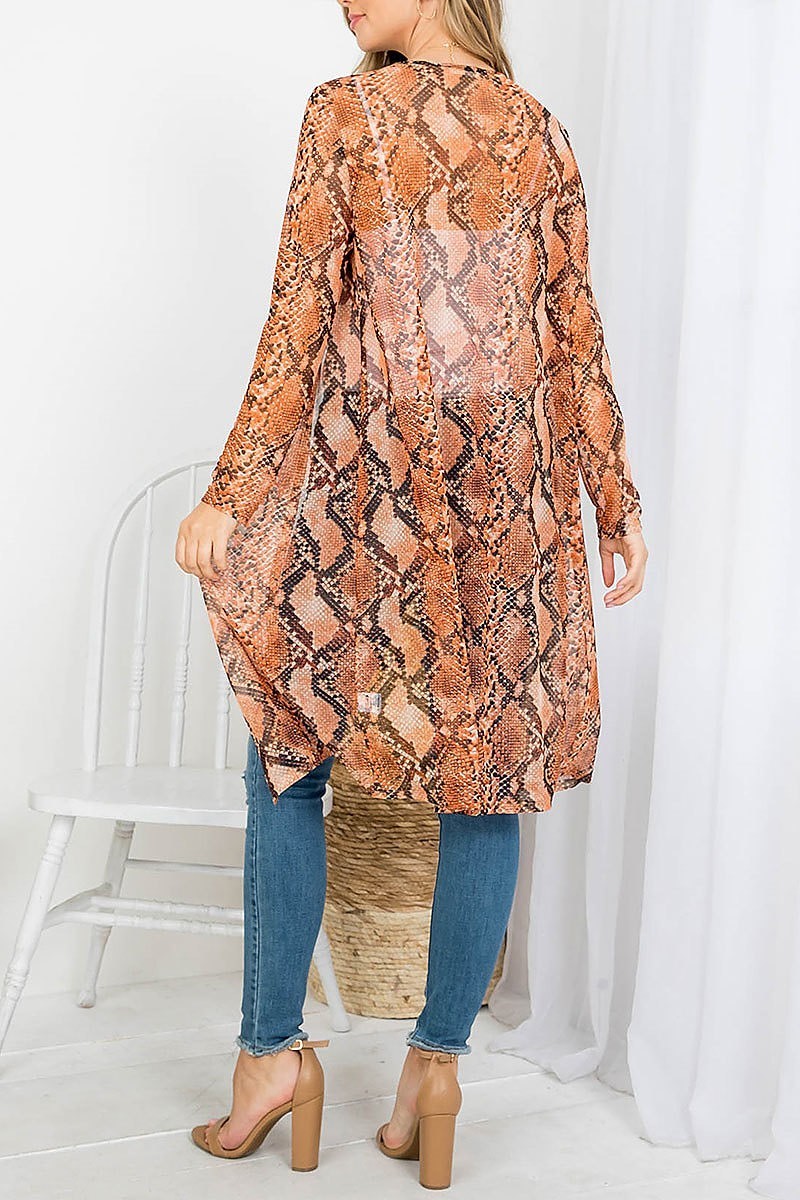 Snake print sheer kimono top (EF4336)