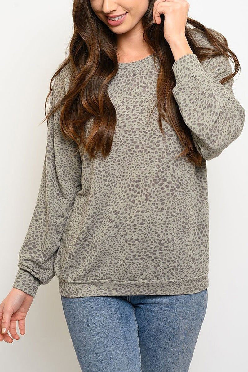 Long sleeve animal print top (EDWT3716)