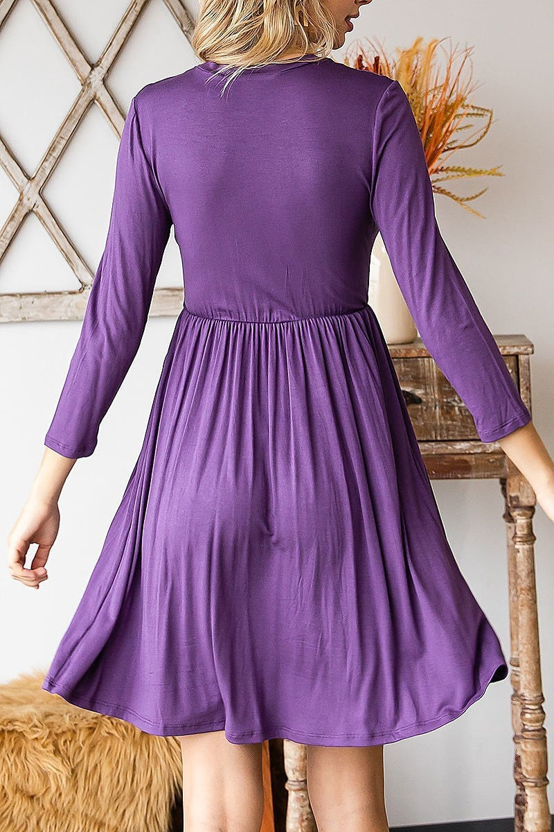 Crew neck elastic waist dress (DED8061)