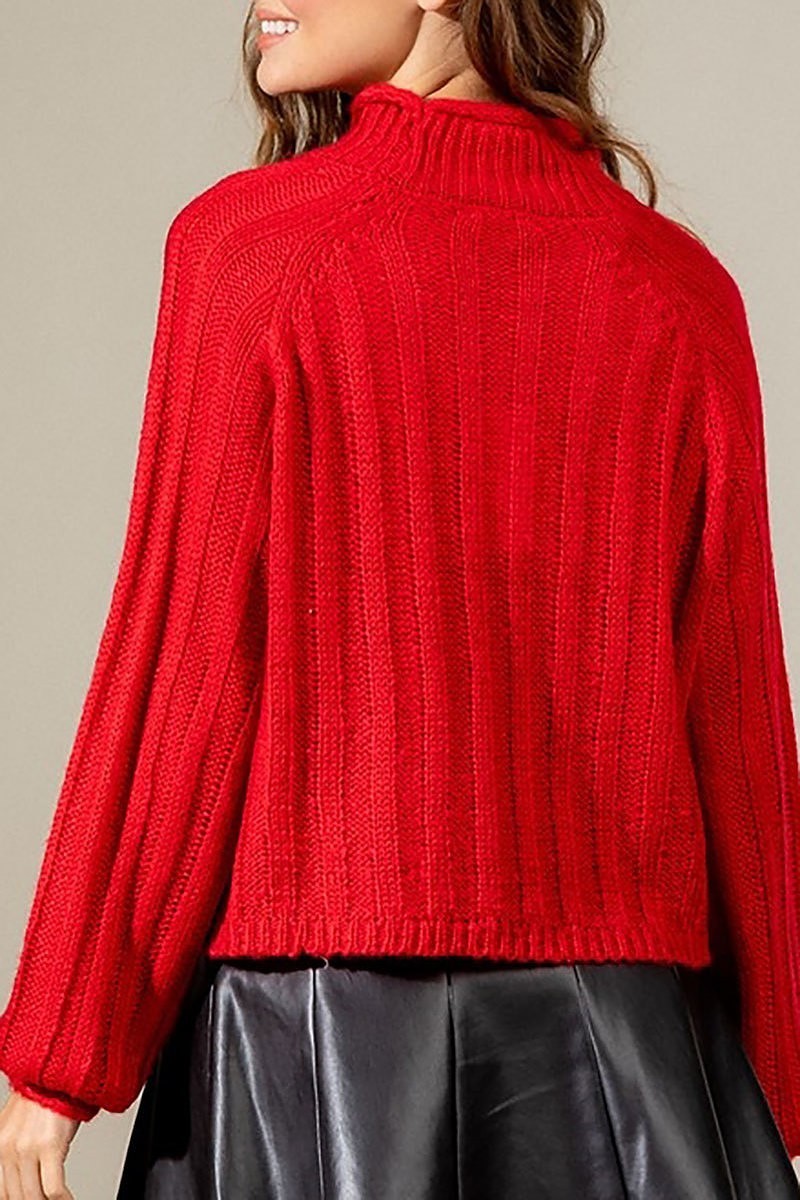 Solid puff sleeve sweater (DGS5980)