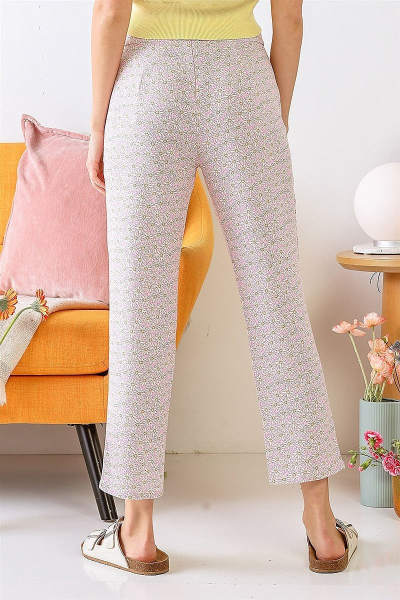 Chamomile print pocket detail high waist pants (TED1336)