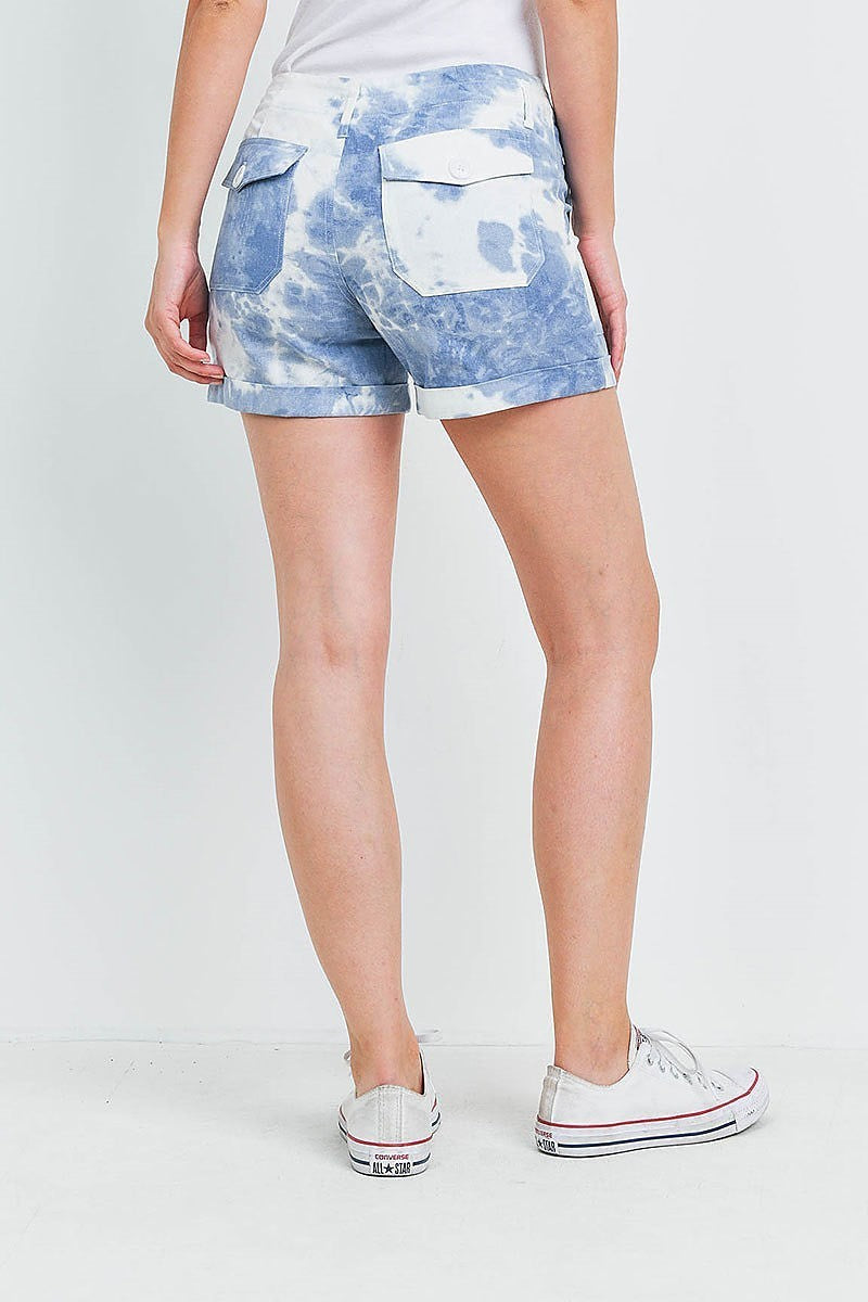 Cuffed hem pocket front tie dye shorts (DGB3109-MW1D)