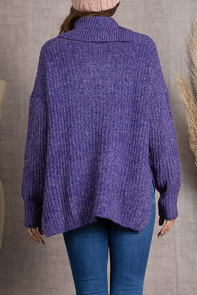 Broken rib stitch pullover sweater (EDSW3765)