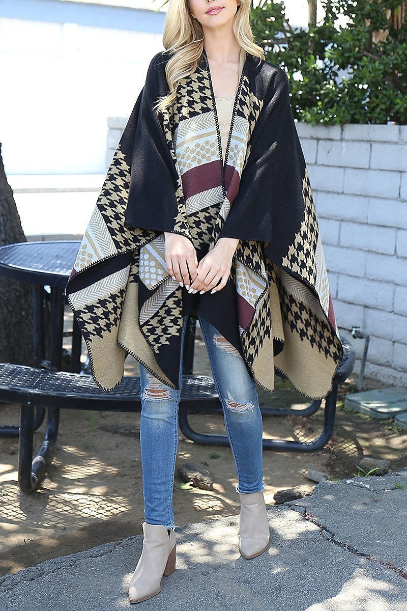 Stripes pattern warmer open front kimono (DGS6201)