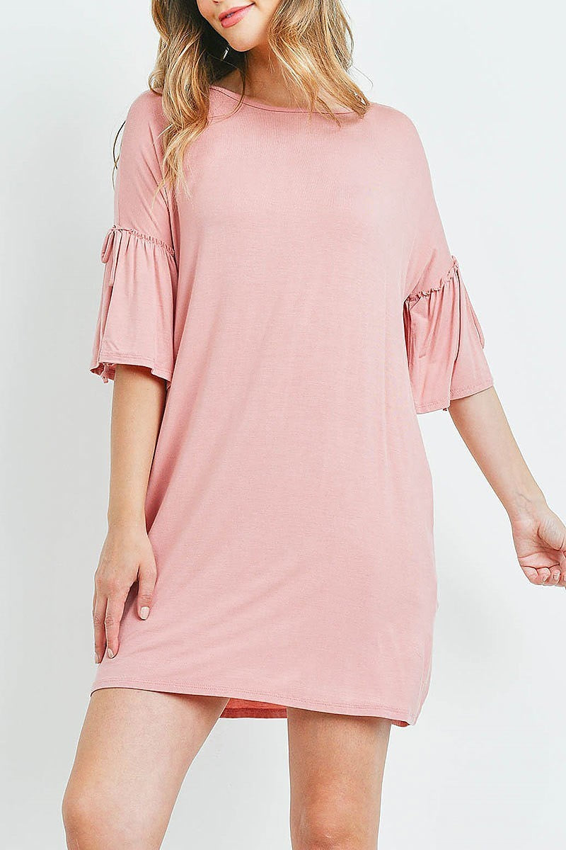 Ruffle sleeve pocket detail tunic dress (DED6161)