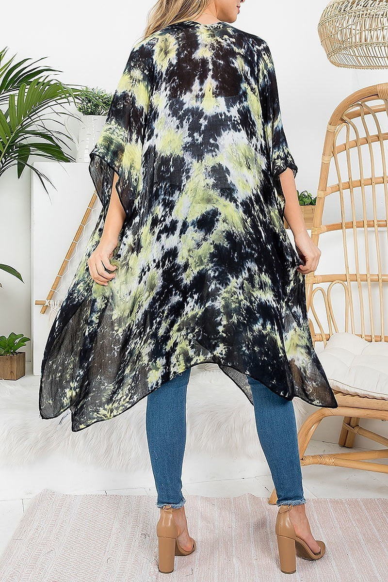 Tie dye bohemiian open front kimono (EF3271)