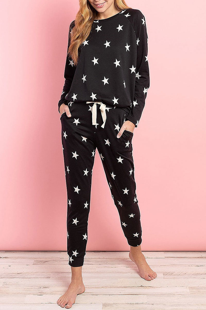 Star print top and pants set (ED8593-2)