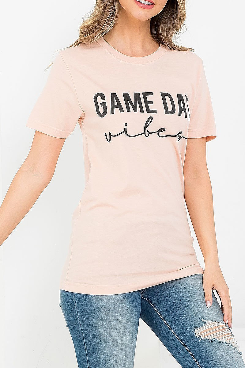 Game day vibes graphic tee top (EF3537)