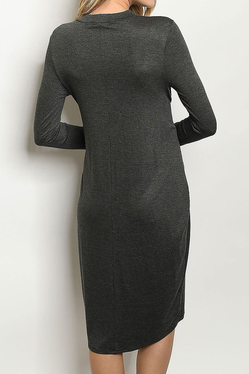 Crew neck waist tie relax fit dress (DED5448)