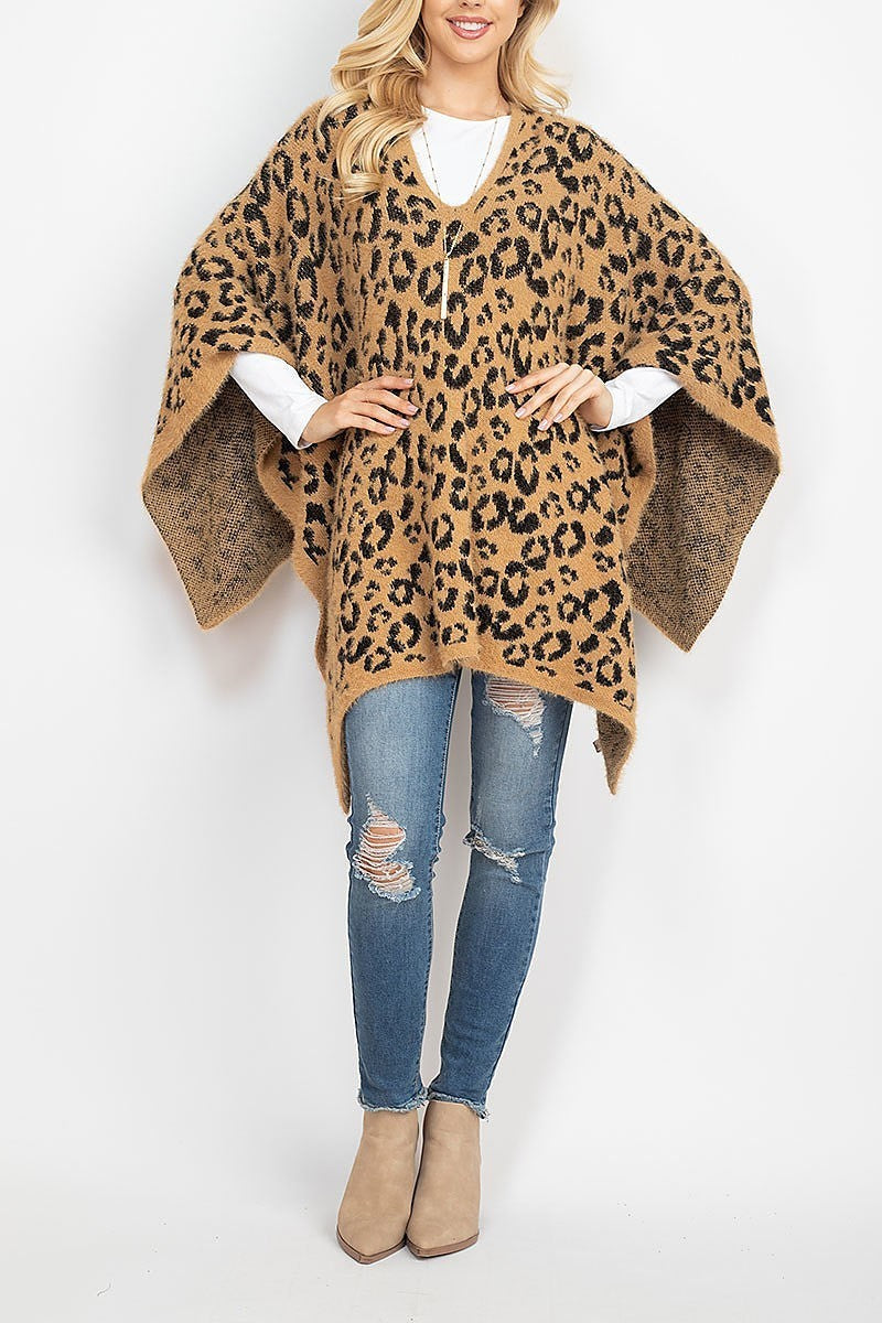 Leopard print sweater poncho (DGS5334)