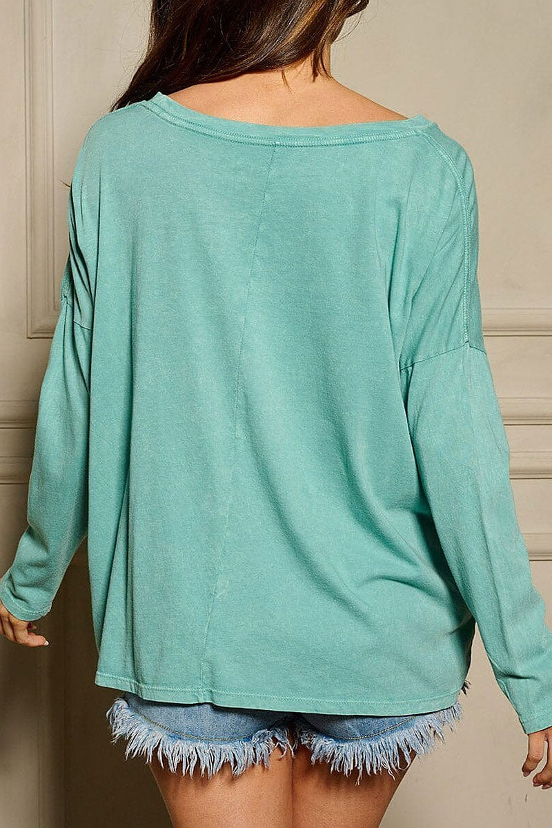 Long sleeve graphic blouse top (EGWT2934)