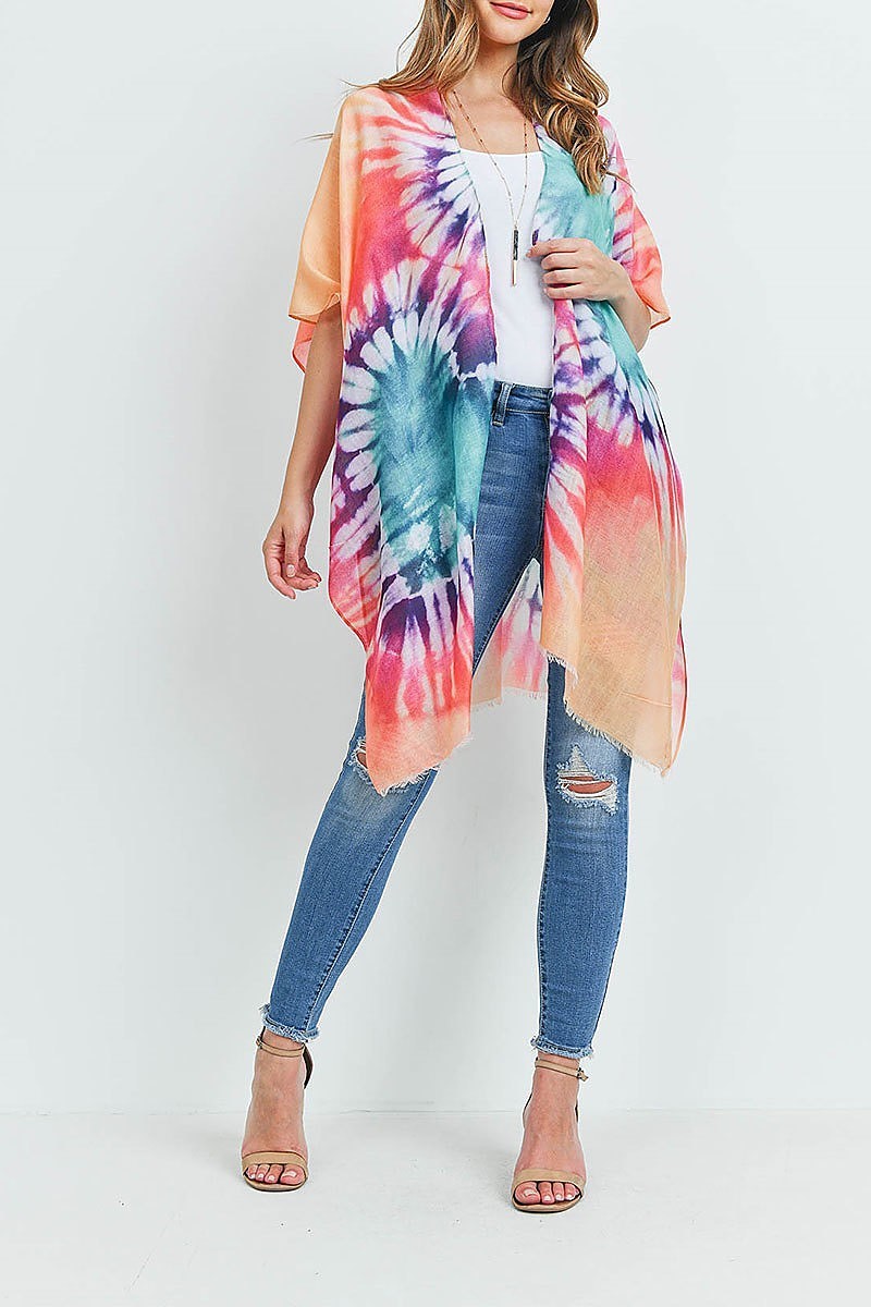 Tie dye open front kimono (EF1147)