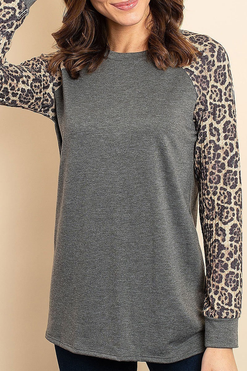 Animal print color block top (ED8012-1)