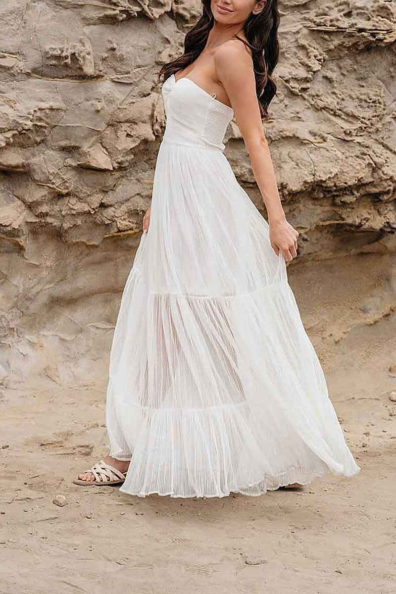 Sleeveless tiered key hole smock maxi dress (EFWT9915)