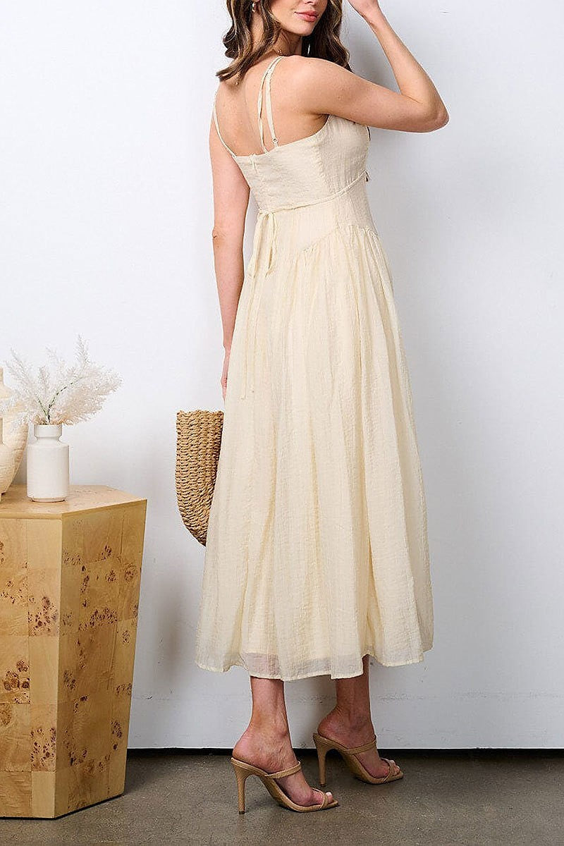 Sleeveless v-neck solid maxi dress (EFWT7321)