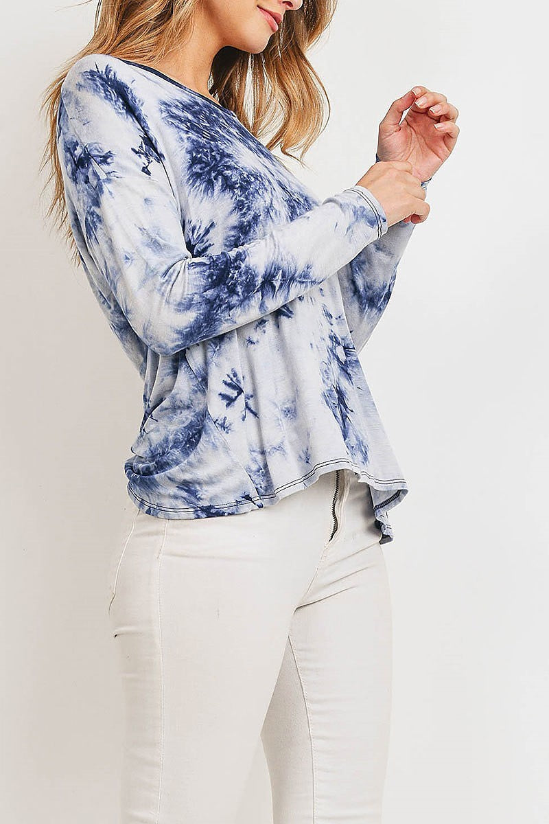 Twist open back tie dye top (ED8928-1)