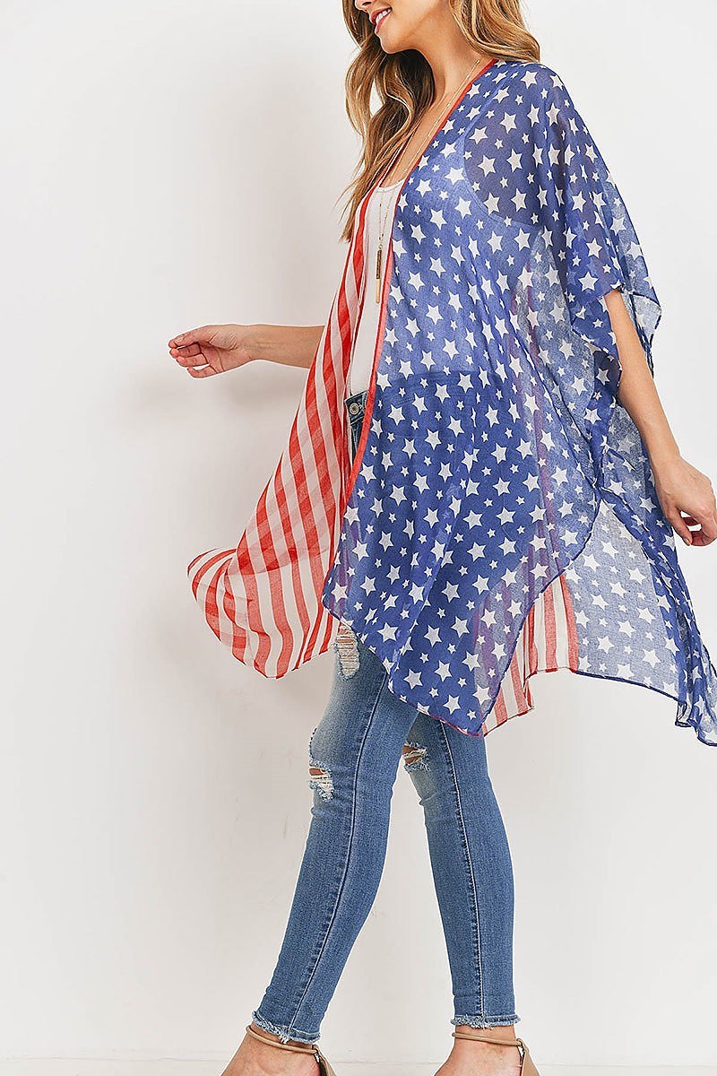 Half n half american flag kimono (ED9926)