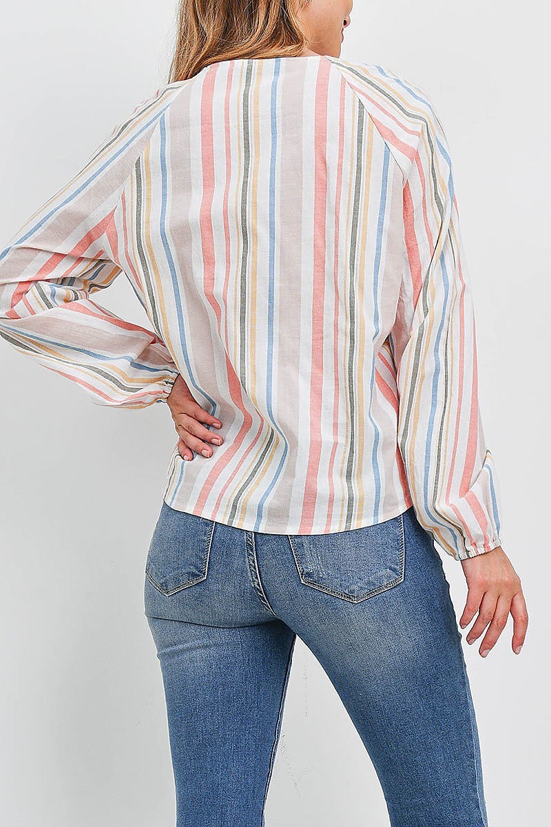 Mix direction stripe bubble top (EF1551)