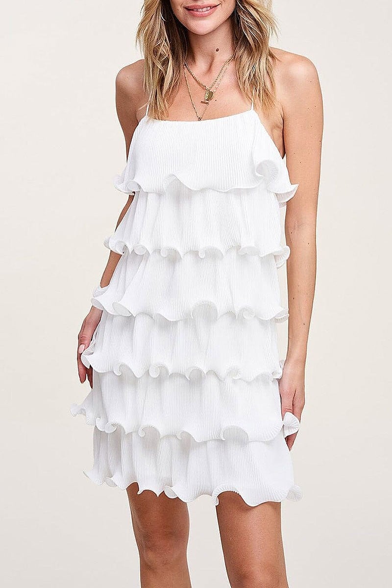 Sleeveless ruffle tiered mini dress (EFWT5463)