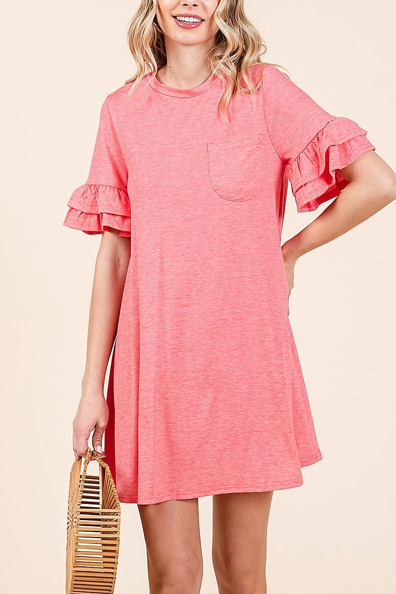 French terry pocket t-shirt dress (EDH2164)