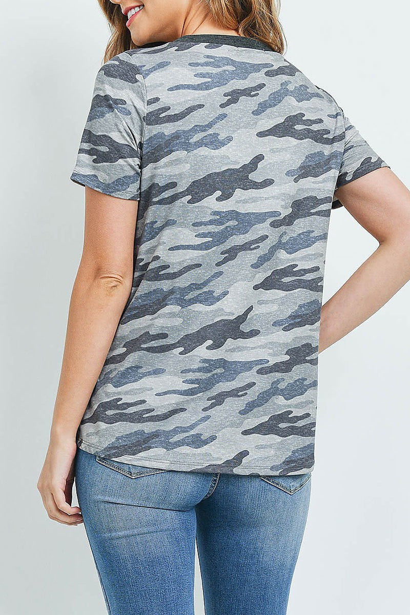 Short sleeves camouflage top with pocket (ED9161)