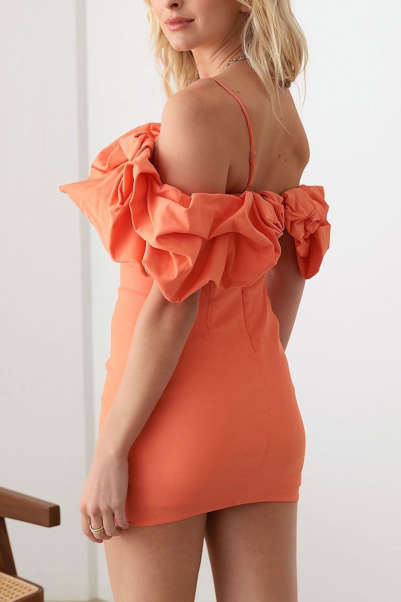 Ruffle detail off shoulder mini dress (TED2691)