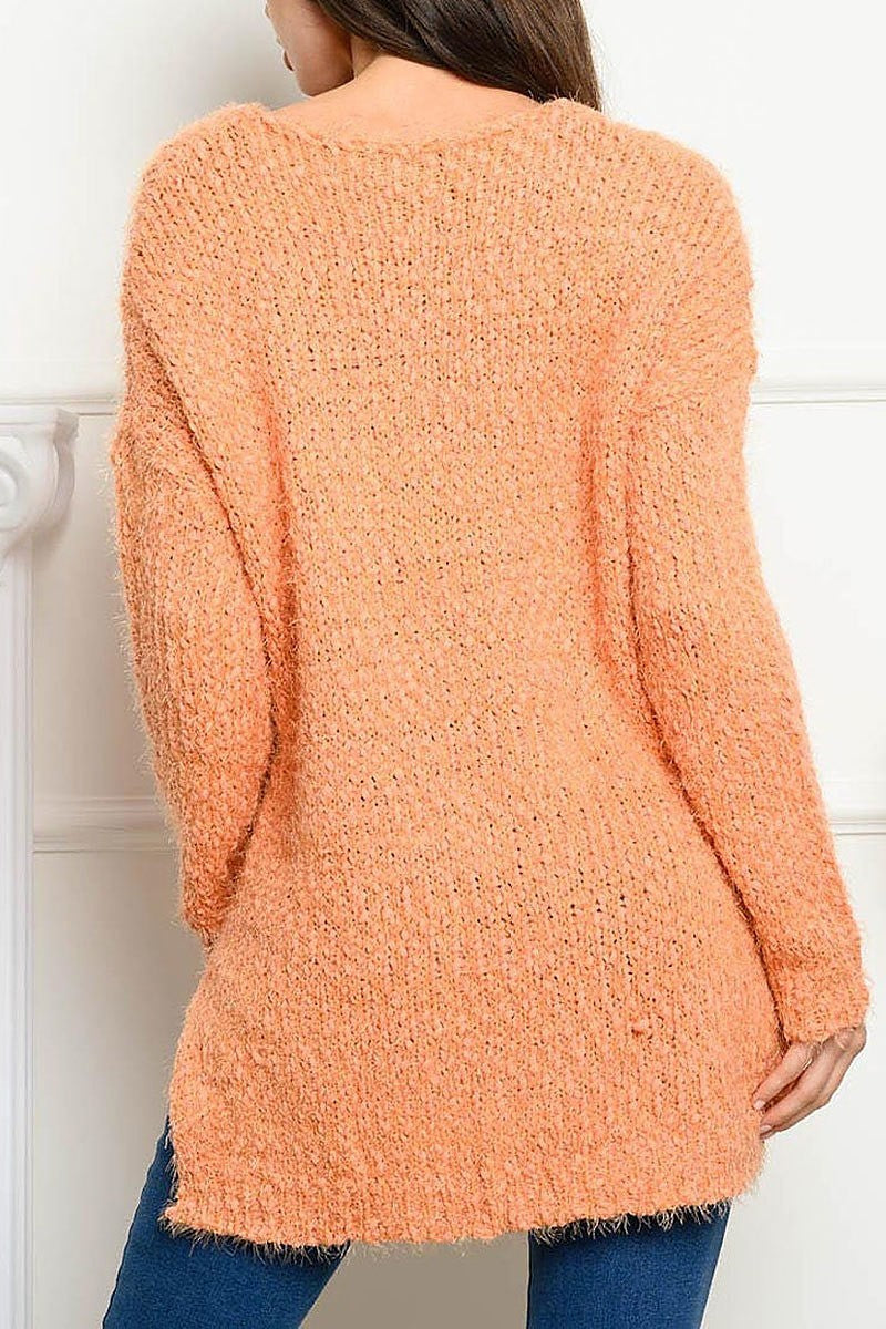 Long sleeve v neck sweater (EDWT4046)