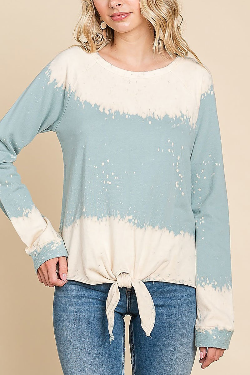 Discharged front tie sweatshirt (EDH1401)