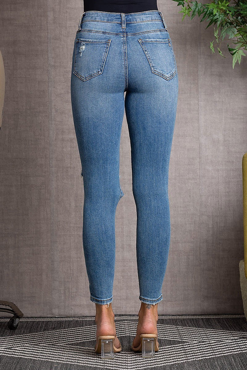 High rise ripped skinny denim jeans (EDSW3116)