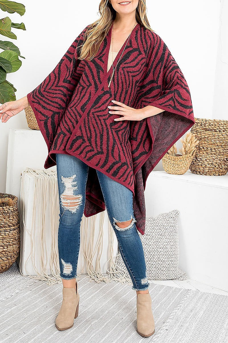 Zebra print fuzzy knee length kimono (DGS5758)