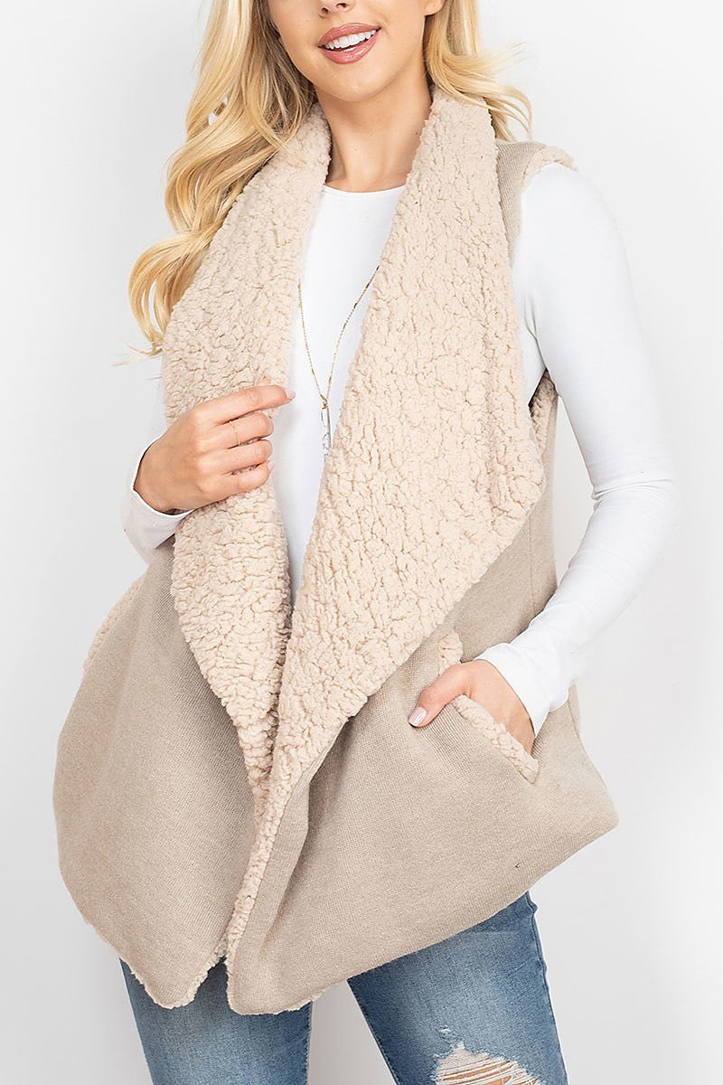 Wool shawl vest with pocket (DGS5295)