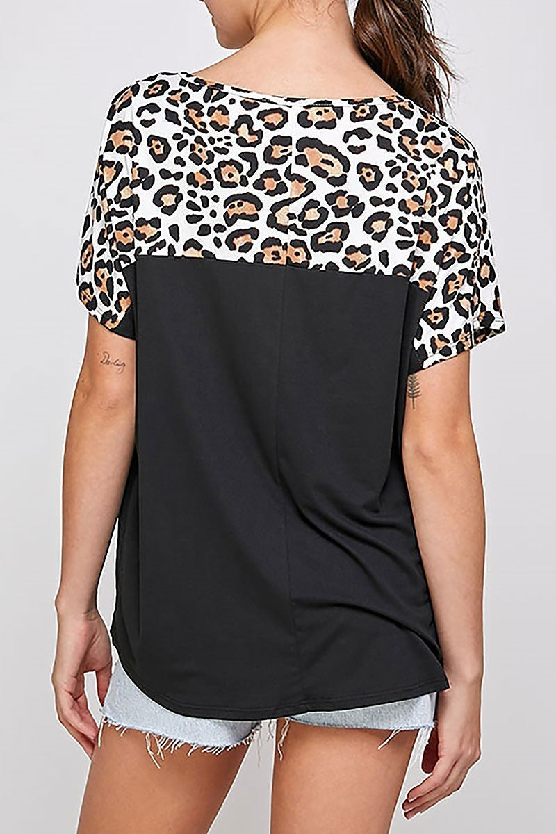 Animal stripe print color block top (ED9563-4-RA1)