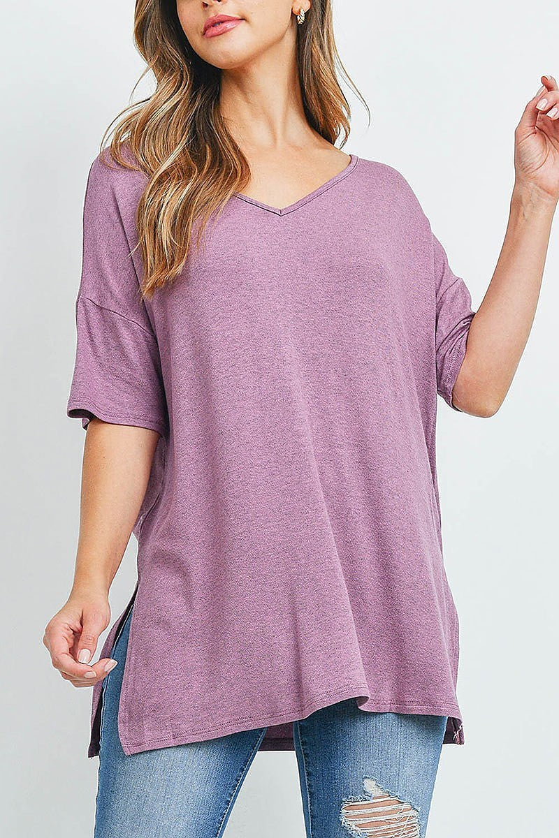 Low back v neck loose fit top (ED9929)