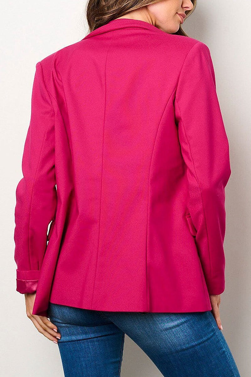 Long sleeves button closure pockets blazer (EFWT9085)