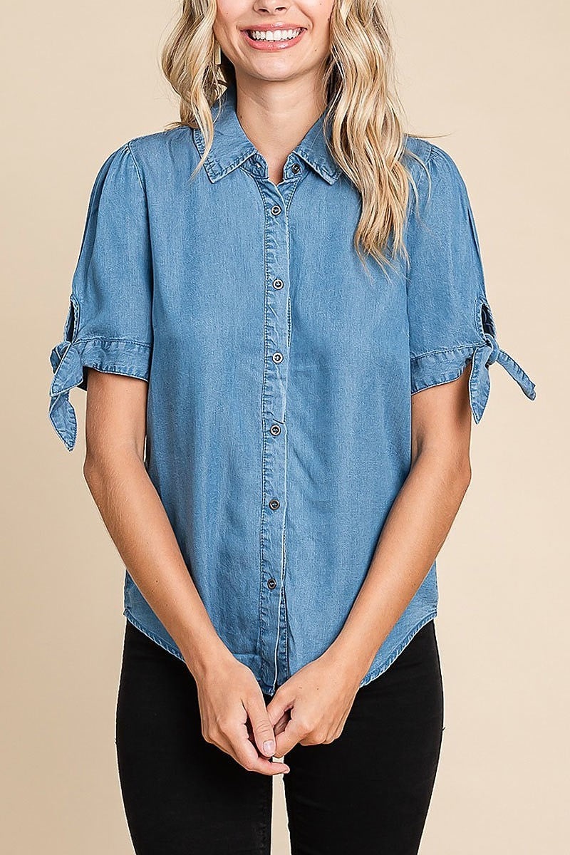 Lyocell chambray button-down shirt (EDH1626)