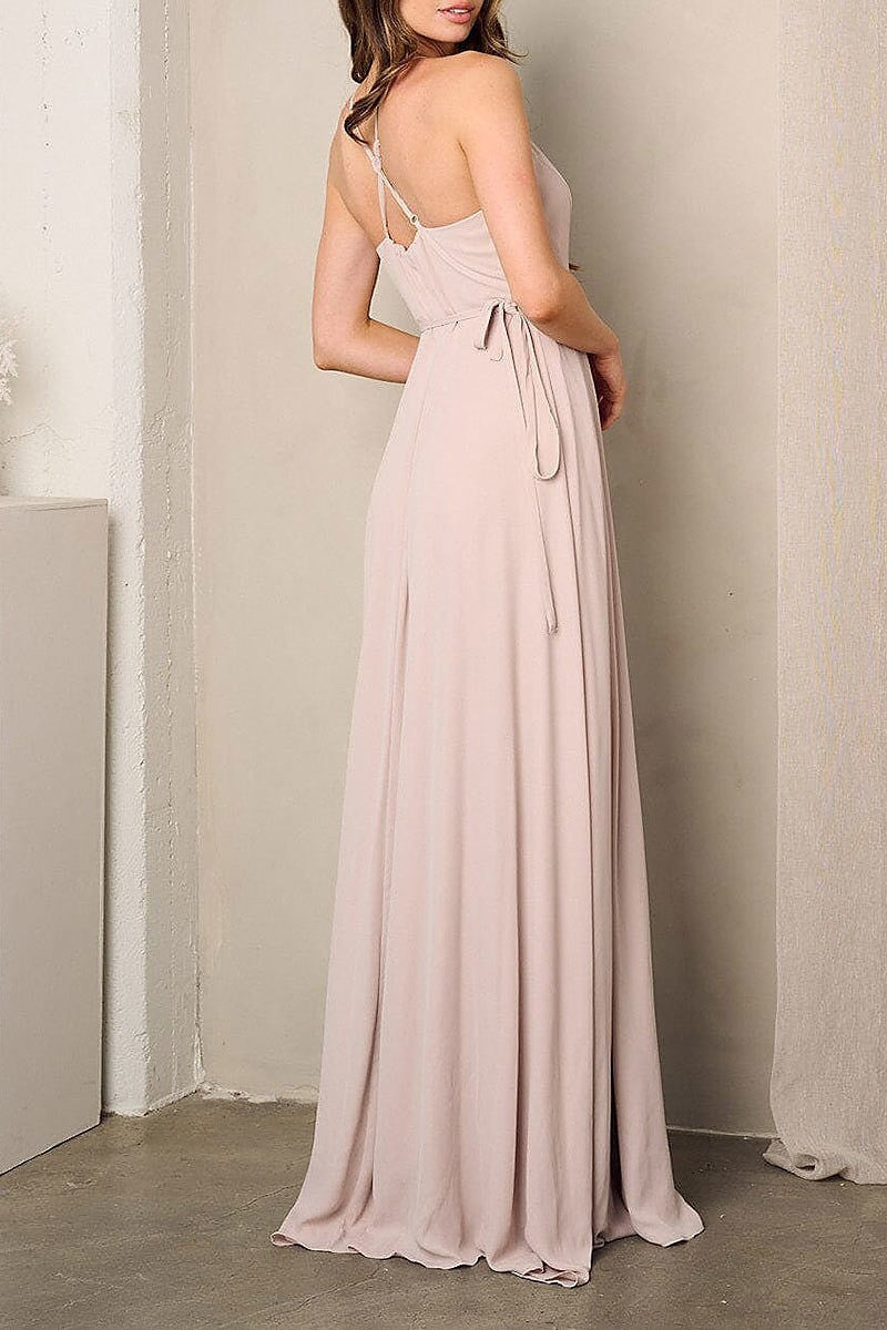 Sleeveless surplice self tie maxi dress (EFWT3227)