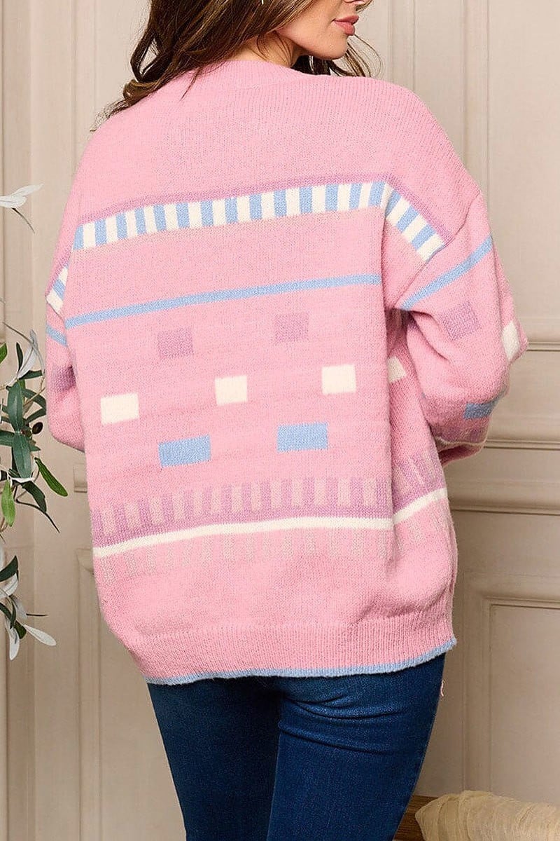 Long sleeve pullover graphic sweater (EFWT5448)