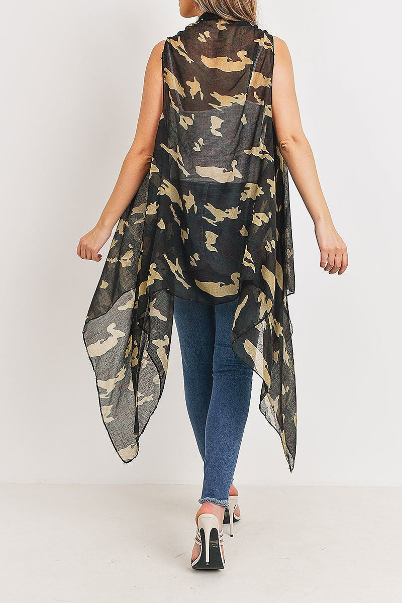 Camouflage print open kimono (DGS5147)