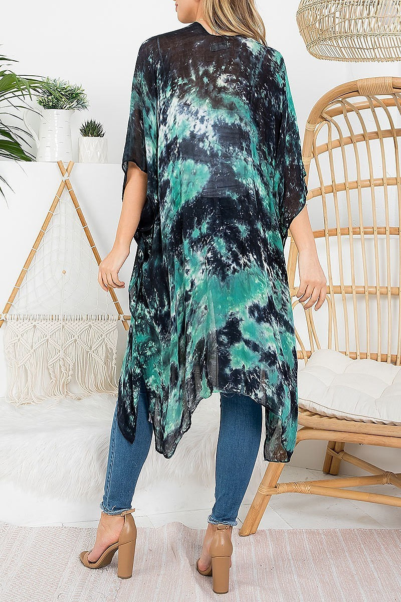 Tie dye bohemiian open front kimono (EF3265)