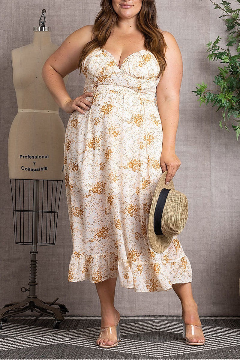 Spaghetti strap bodice plus size maxi dress (EDSW3305)