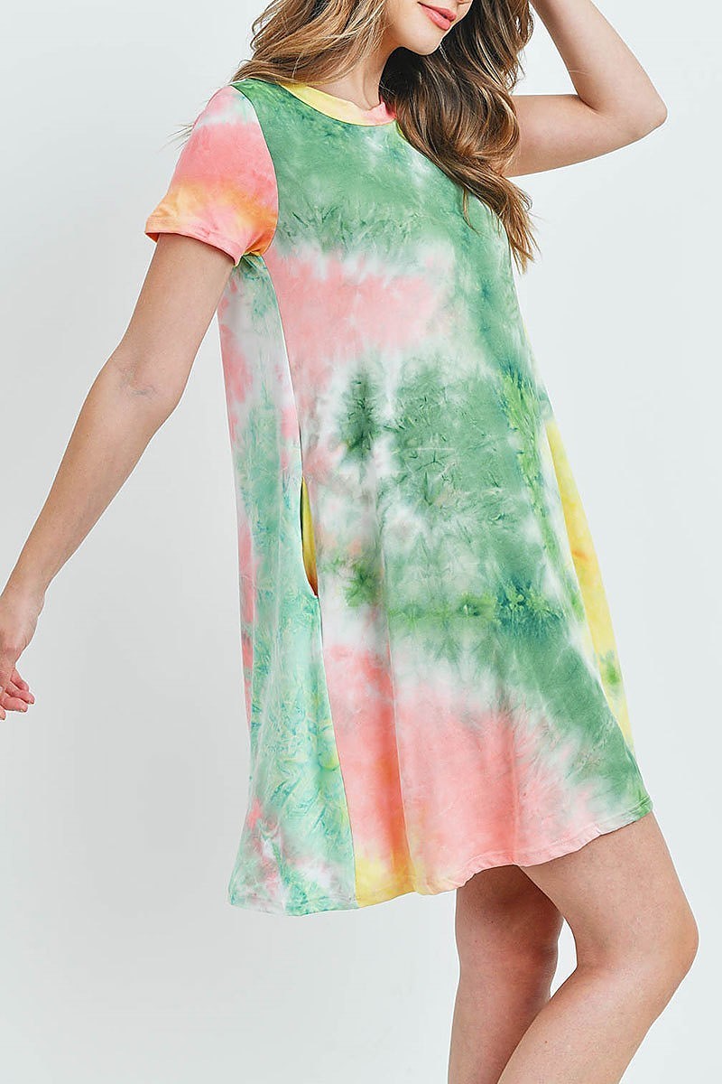 Tie dye pocket swing dress (DED6415)