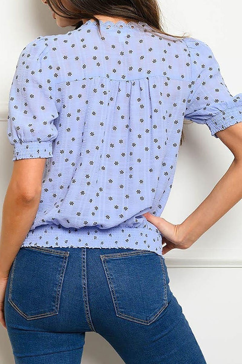 Puff short sleeve floral top (EDWT4240)