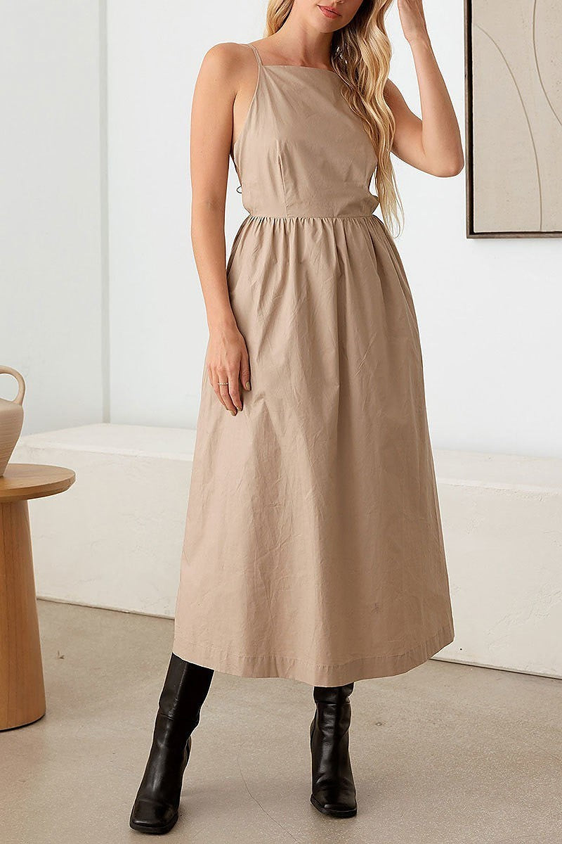 Open tie back a line midi dress (TED2740)