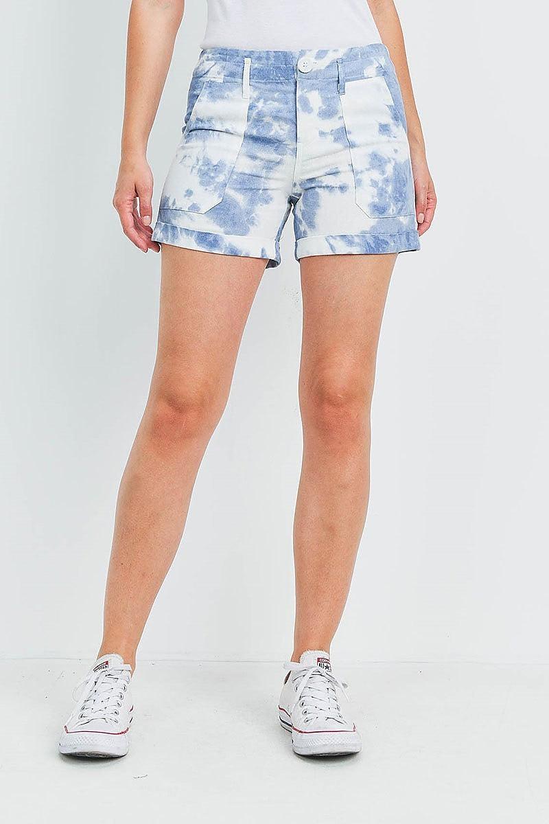 Cuffed hem pocket front tie dye shorts (DGB3109-MW1D)