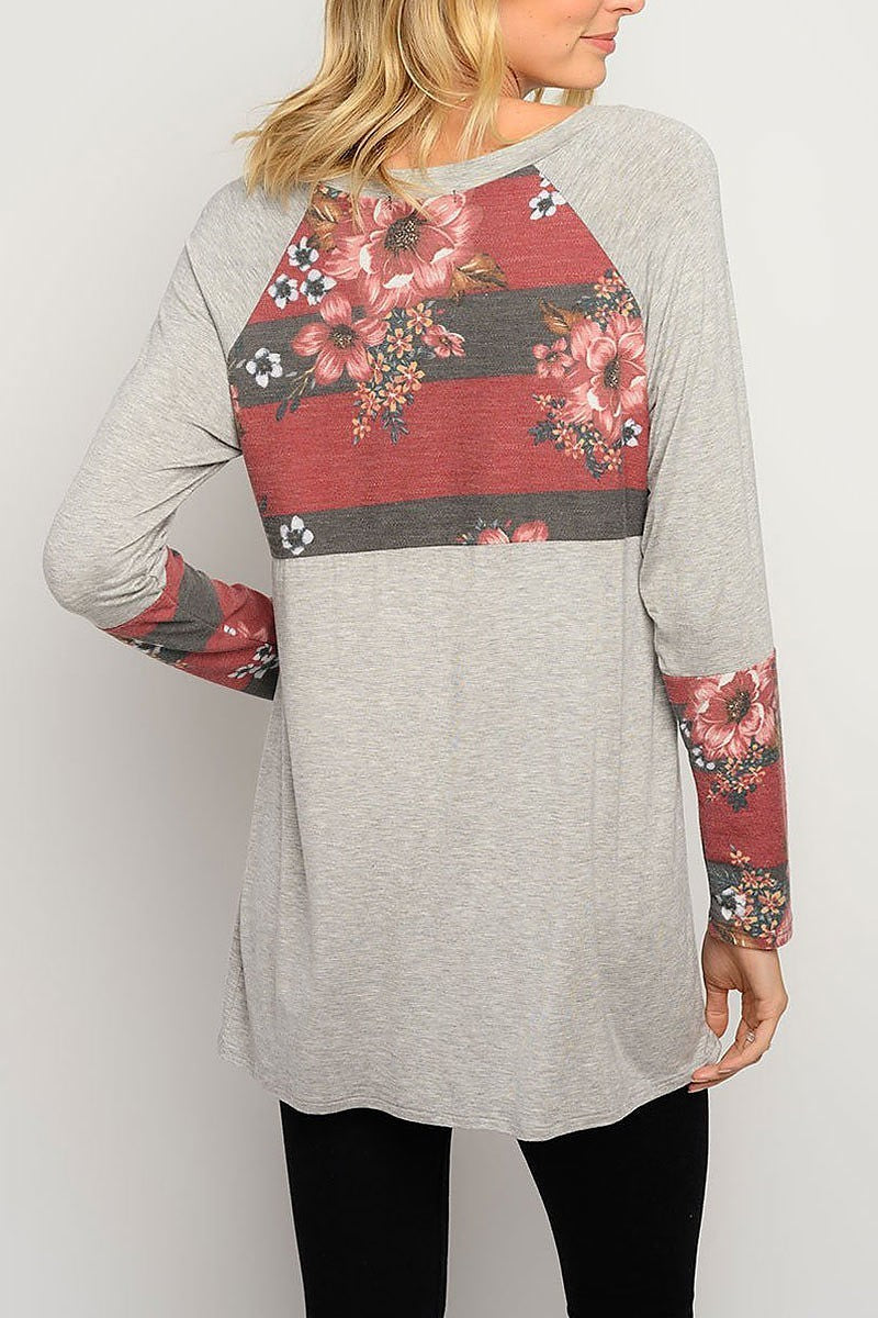 Floral print long sleeve top (EDWT3251)