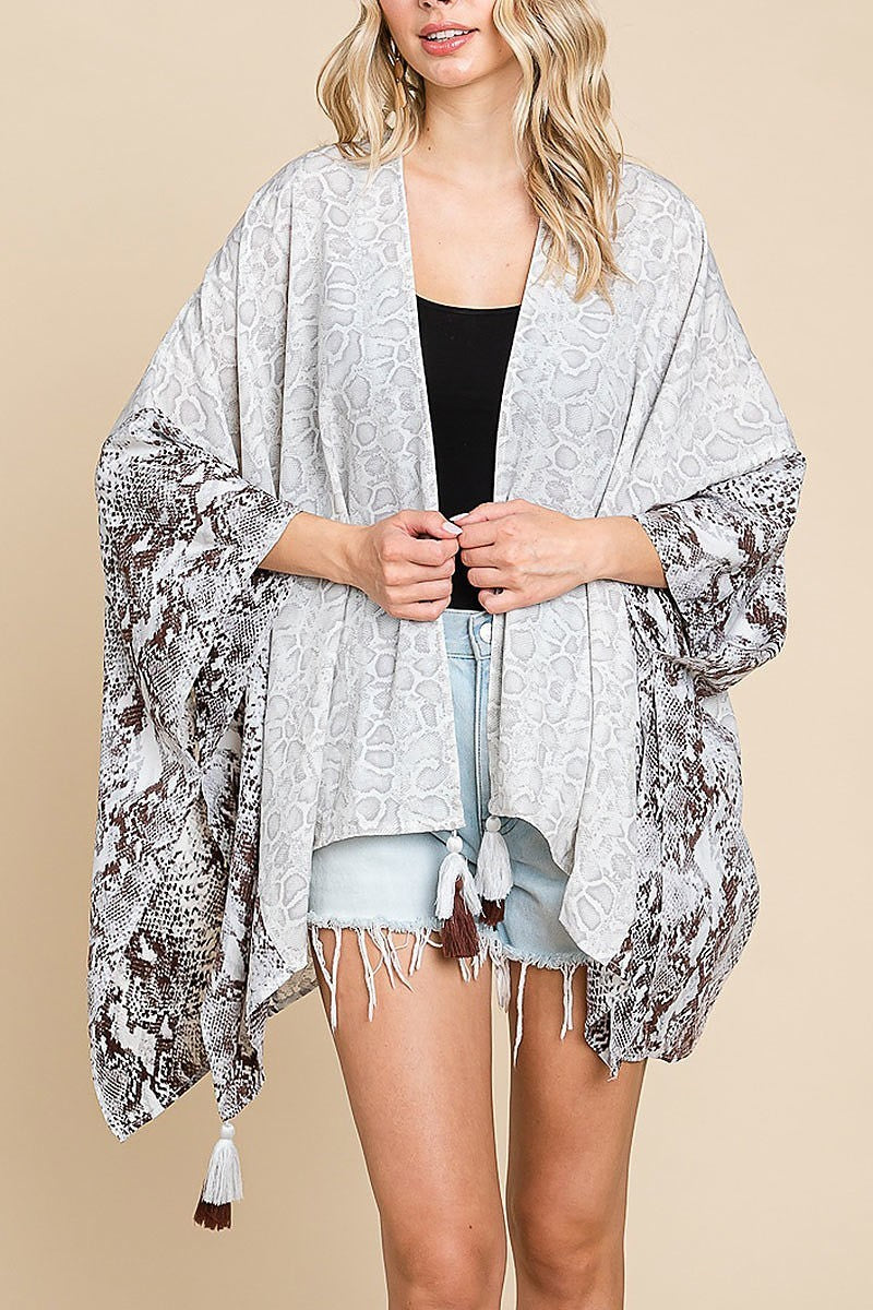 Snake skin print kimono with tassels (EDH1360)