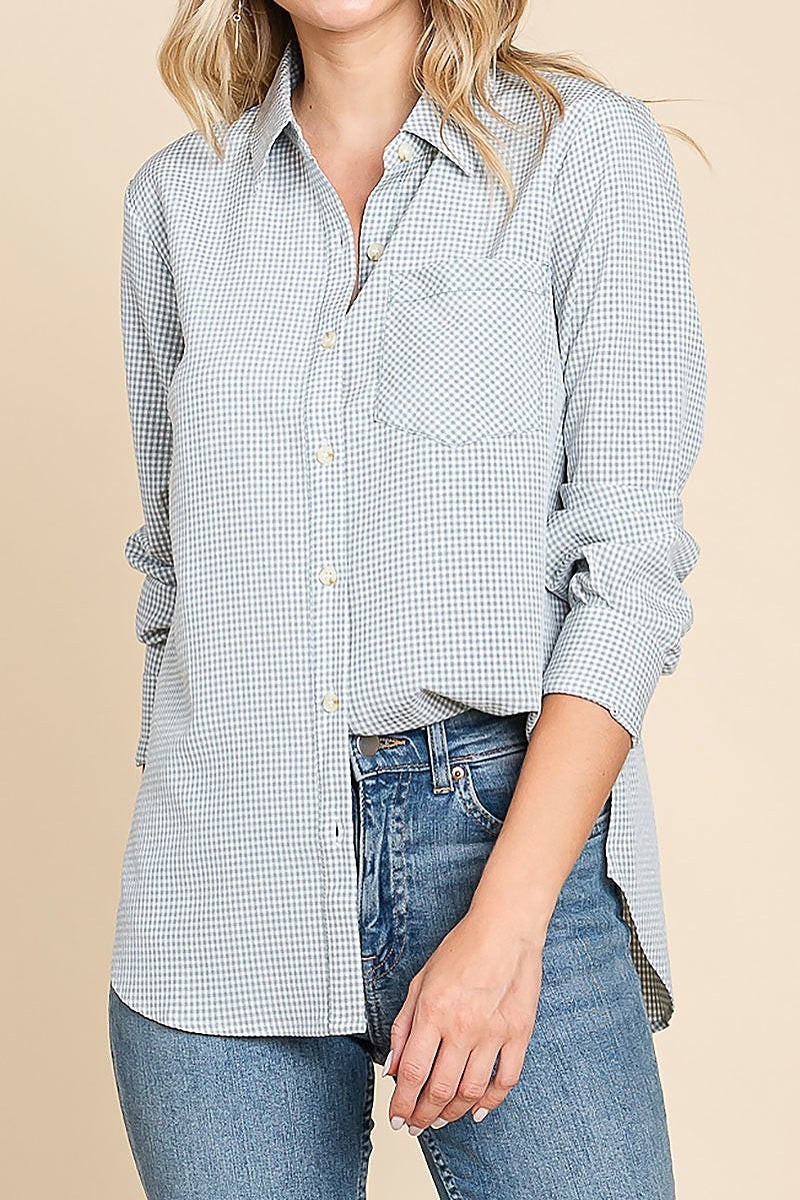 Mini gingham texture shirt (EDH1394)