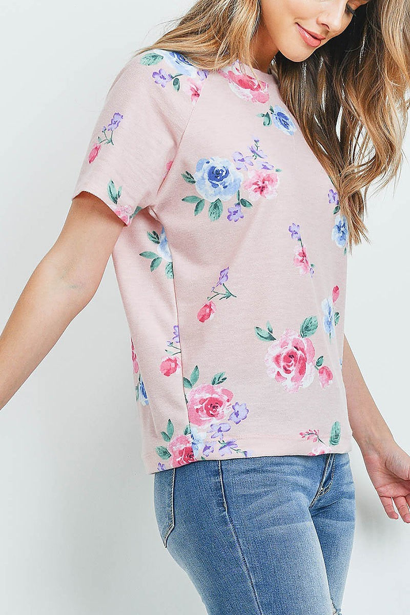 Short sleeves floral print top (ED9314)