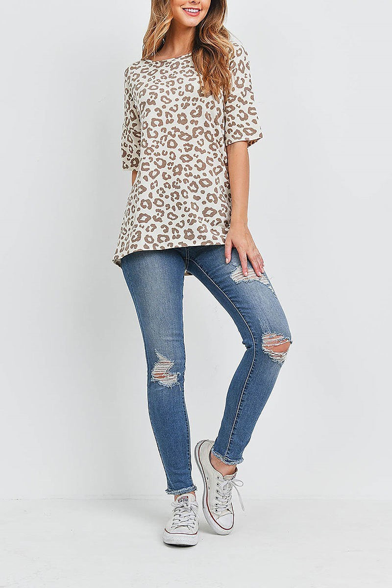 Boat neck leopard print top (EF1266)